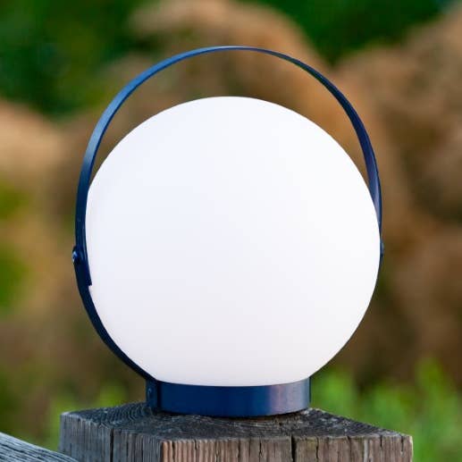 Portable LED Moonrise 9.4" Outdoor Lantern - Blue for wholesale by Allsop Home & Garden