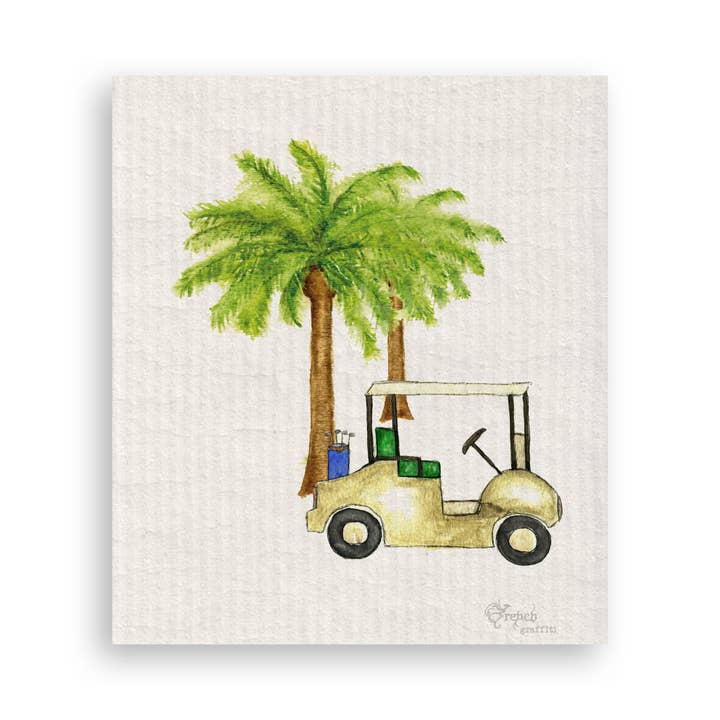 French Graffiti - Wholesale Tea Towel - Golf Cart with Palm Trees16