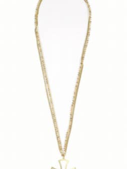 Collana lunga con perline di sabbia e croce aperta per la vendita all'ingrosso da parte di Sigalie Jewelry