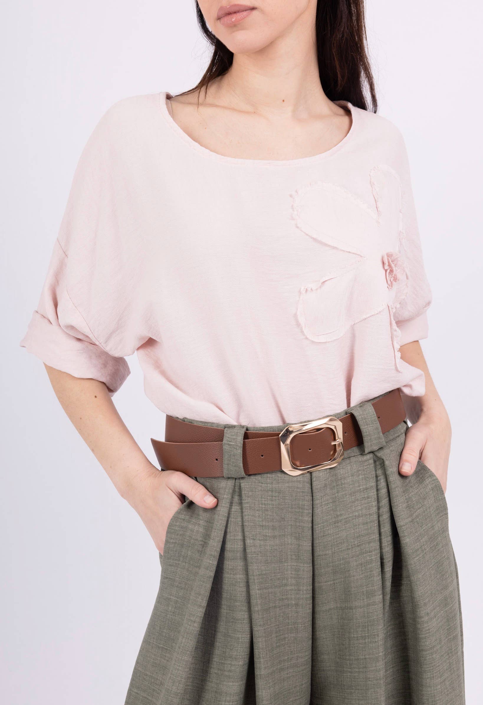 Happy look - Wholesale Blouse - Women's - Viscose Top with Round Neck and Flower Embroidery14