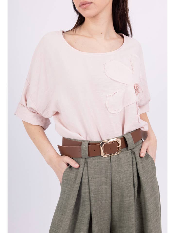 Happy look - Wholesale Blouse - Women's - Viscose Top with Round Neck and Flower Embroidery14