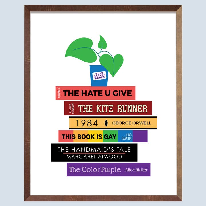 Banned Books Book Stack Art Print for wholesale by Chapter & Craft Studio