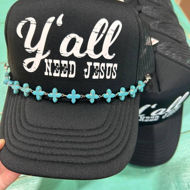 Vibes Hat Company - Wholesale Trucker Hat - Unisex - Yall Need Jesus Trucker Hat | Trending Headwear | Caps