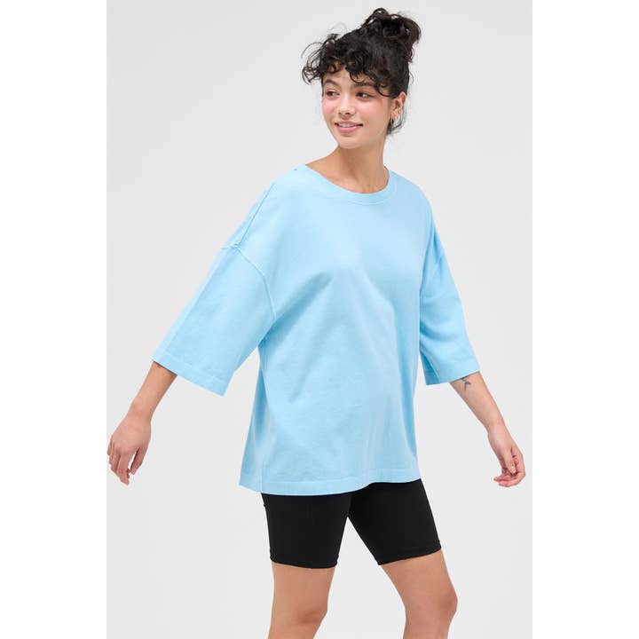 Pigment Dye Oversized Half-Sleeve T-Shirt for wholesale by Double Zero