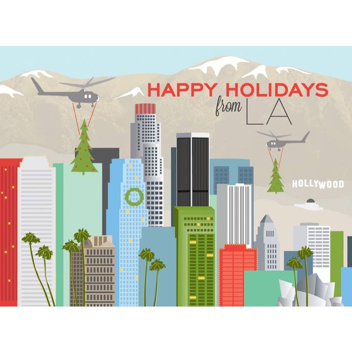 Los Angeles Skyline Tree Drop Christmas Cards - Boxset for wholesale by THE FOUND