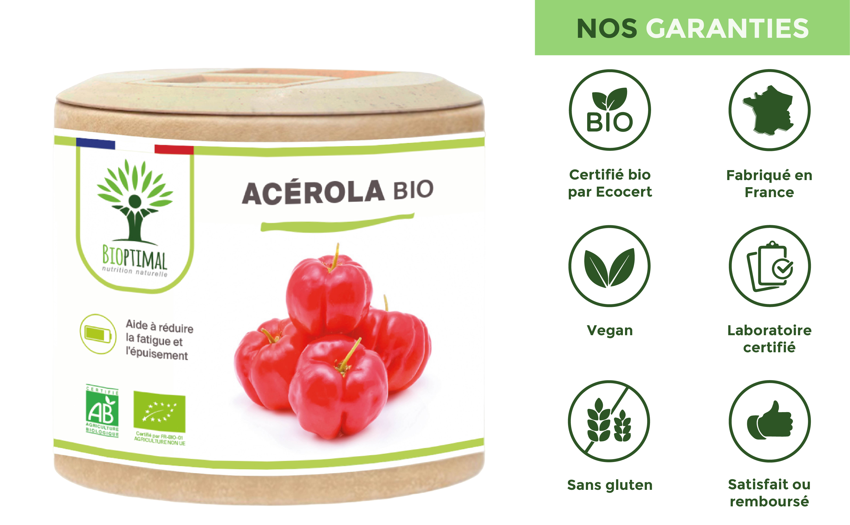 Bioptimal - Vendita all'ingrosso Vitamine/integratori orali - Acerola biologica - Integratore alimentare in capsule6