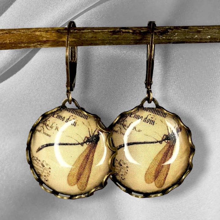 Boucles d’oreilles naturalistes en bronze style vintage pour la vente par MadamLili