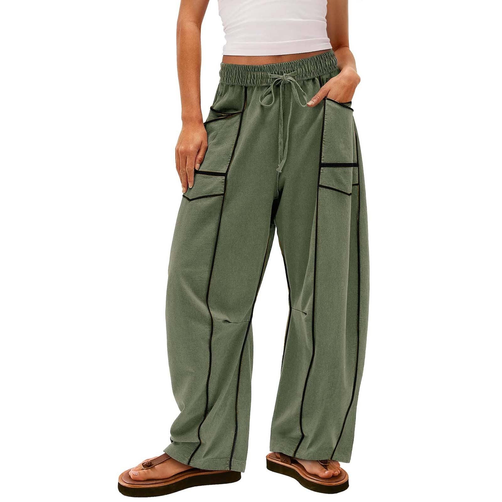 Dipped Shop - Wholesale Pants - Women's - Simple Drawstring Mid-Waist Causal Pants DP25F5472
