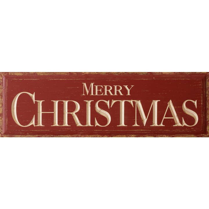 Red Carved Sign - Merry Christmas (PC) for wholesale by Audrey's Home & Gift