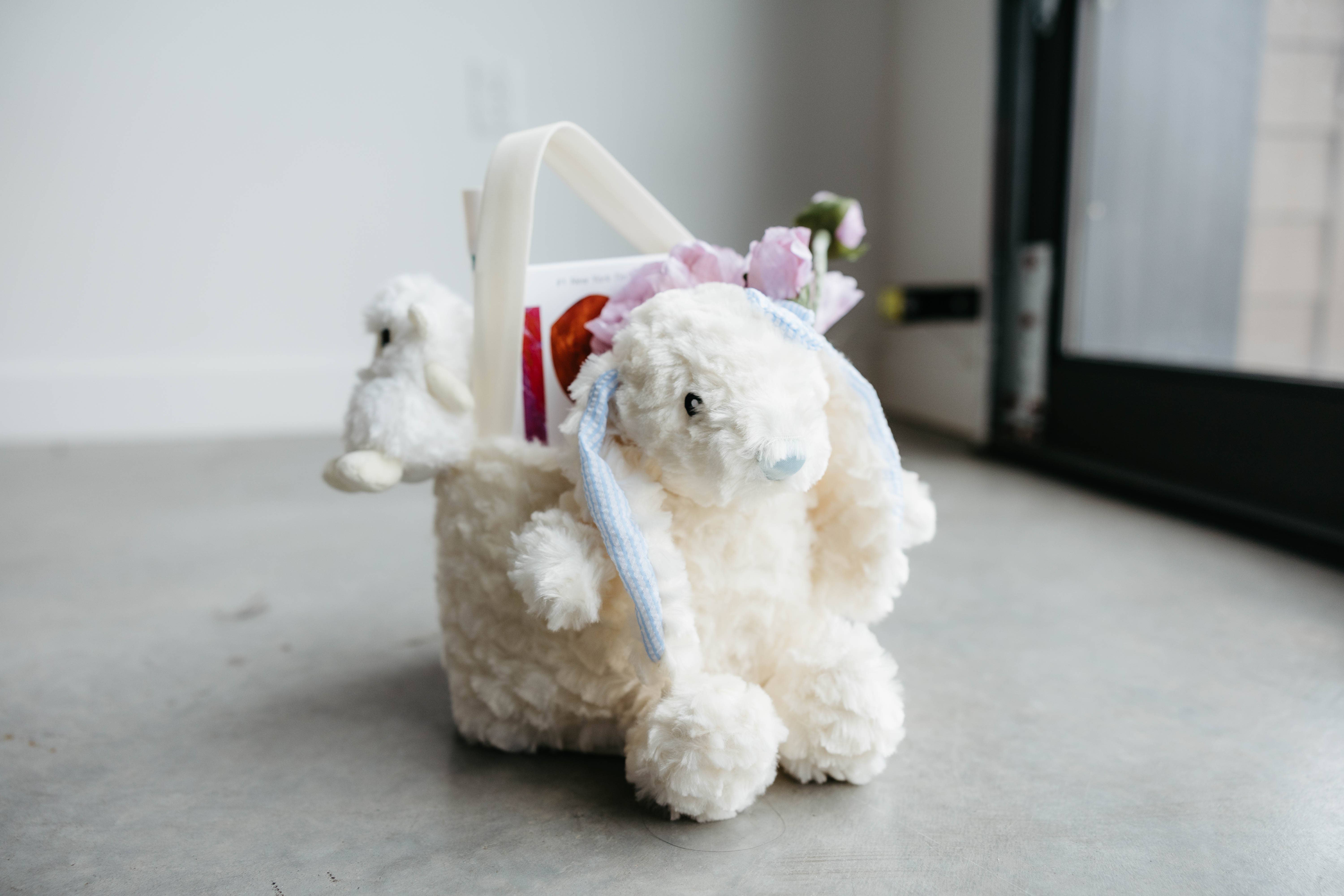 The Petting Zoo - Wholesale Stuffed/Plush Toy - Kids & Baby - Spring Easter Bunny Basket Assortment Cream Pink, Cream Blue2