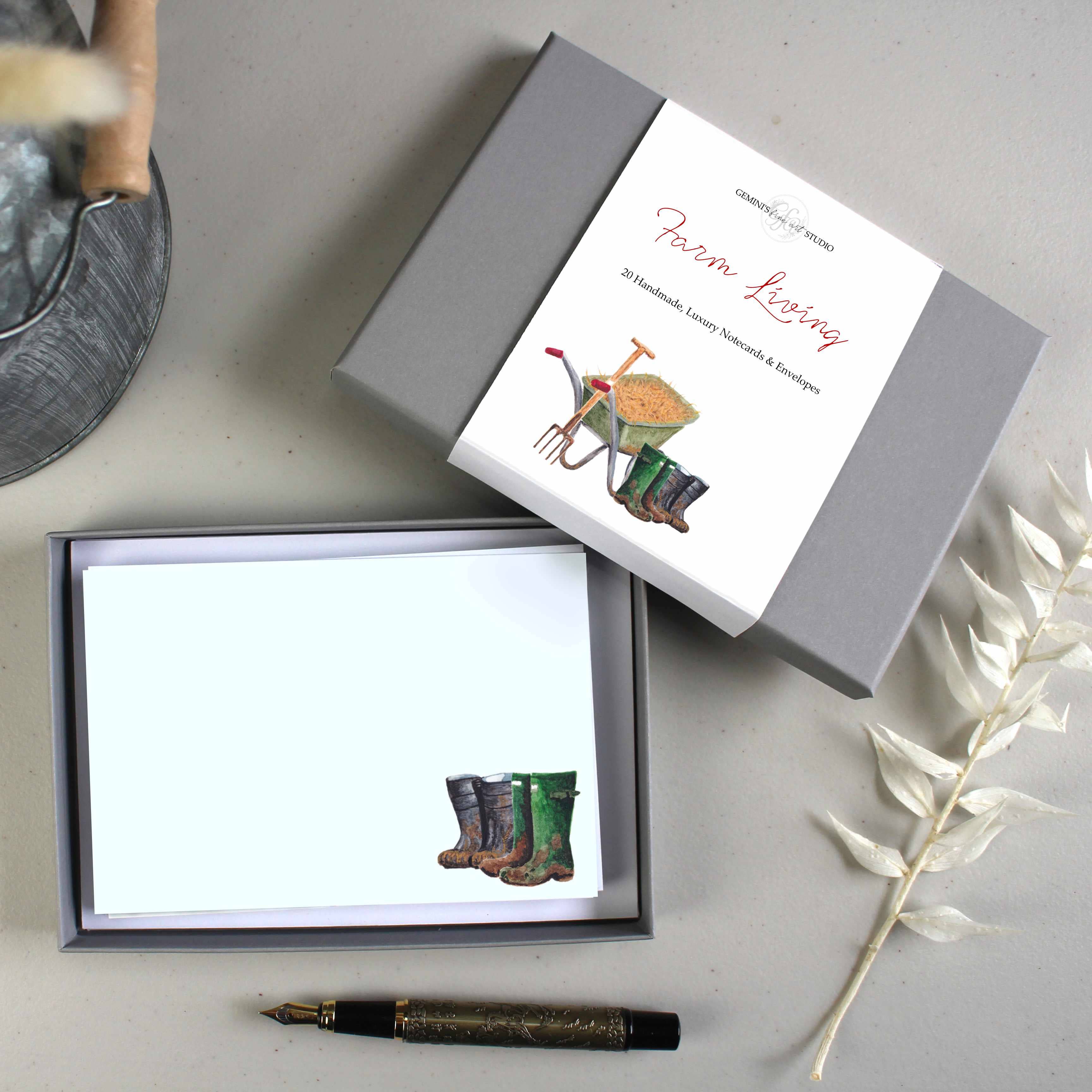 Gemini's Fine Art Studio – wholesale Stationery/notecard set – Farm Living Notecards/Place Cards - 4 Designs | Farm Animals8