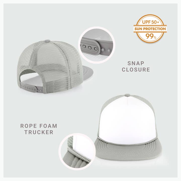 ChoKoLids - Wholesale Trucker Hat - Men's - CHOK.LIDS Plain Two-tone Foam Trucker Flat Bill Cap with Rop15