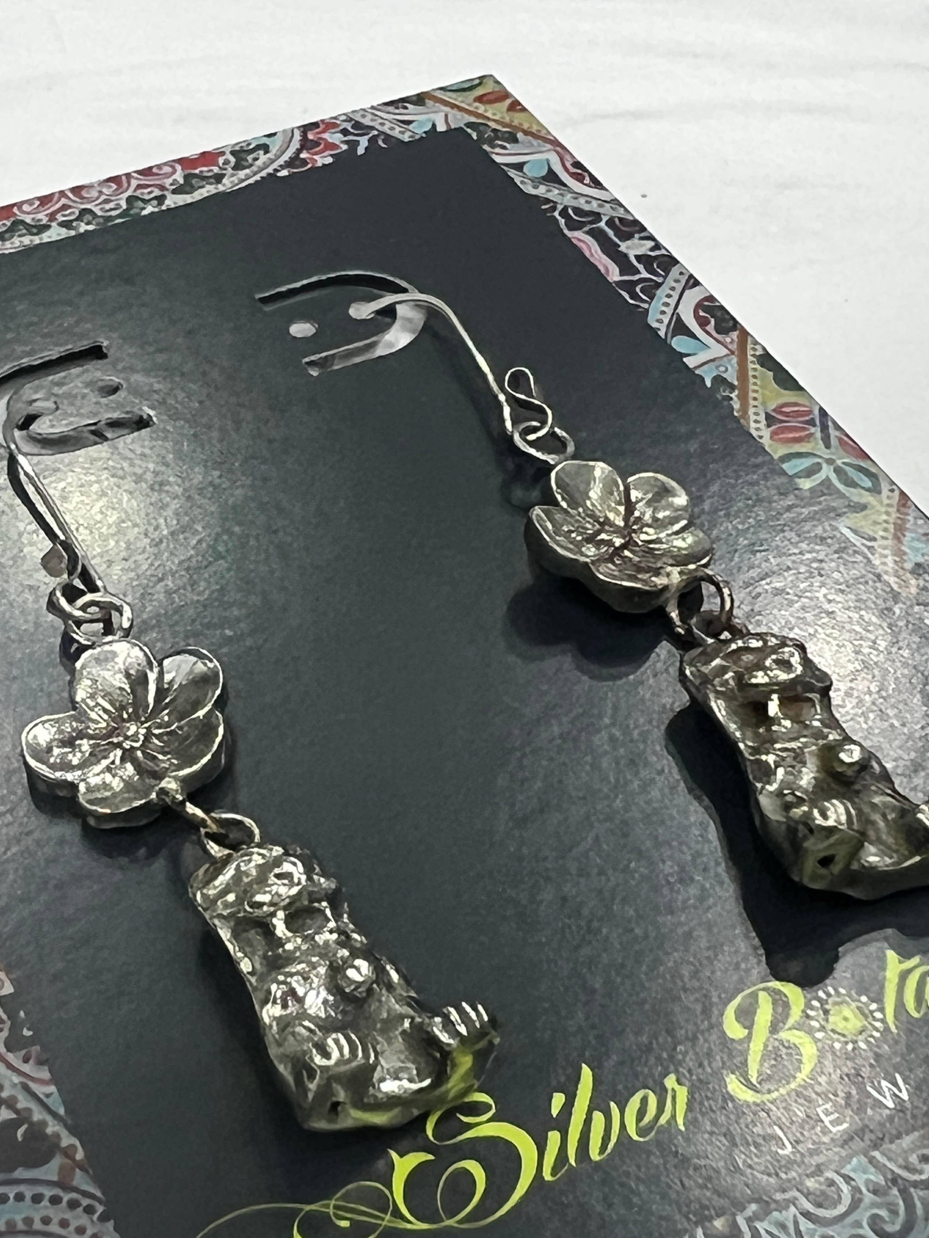 Hi Octane | SilverBotanica - Wholesale Dangle Earrings - Foo Dog & Blossom Chinoiserie Earrings 6