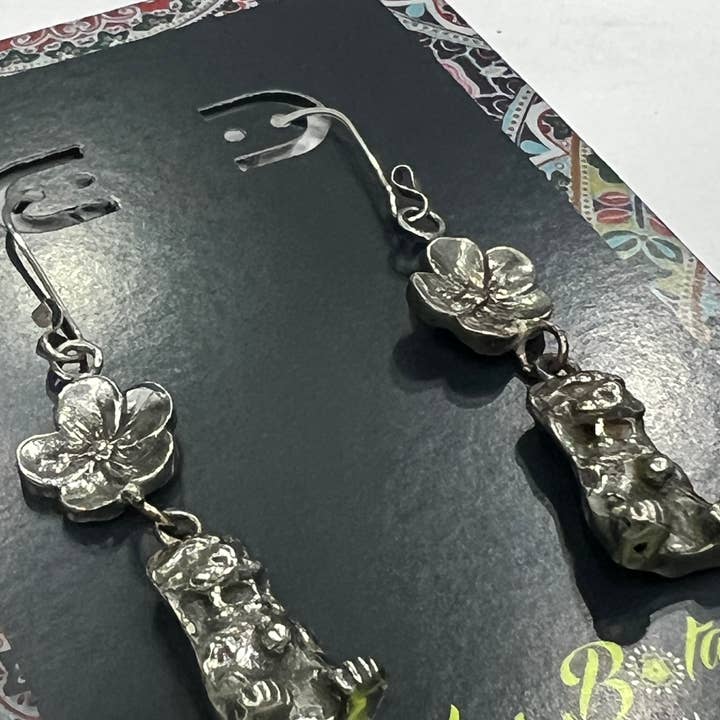 Hi Octane | SilverBotanica - Wholesale Dangle Earrings - Foo Dog & Blossom Chinoiserie Earrings 6