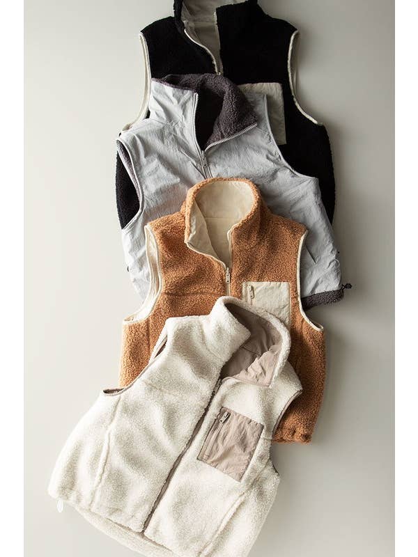 Urban Daizy - Wholesale Outerwear Vest - Women's - Dual Fleece Zipper Vest