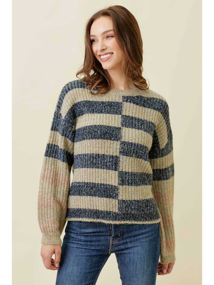 Mystree - Wholesale Knit Sweater - Women's - 57623 Multi Stripe Sweater Top