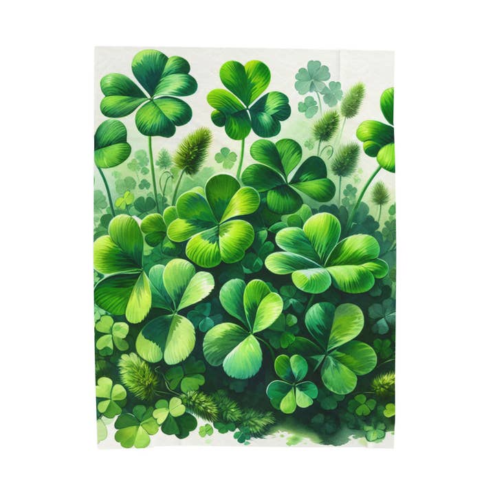 Ohhh So Swag - Wholesale Throw Blanket - Lucky Four Leaf Clover Shamrock Green and White Blanket | US7
