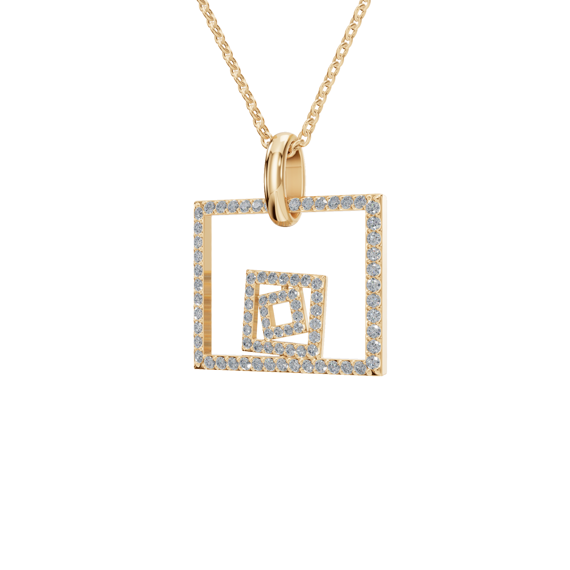 PureYou Jewelry - Vente Colliers à pendentif - Collier carré en diamant en or 14K, collier superposé délicat1