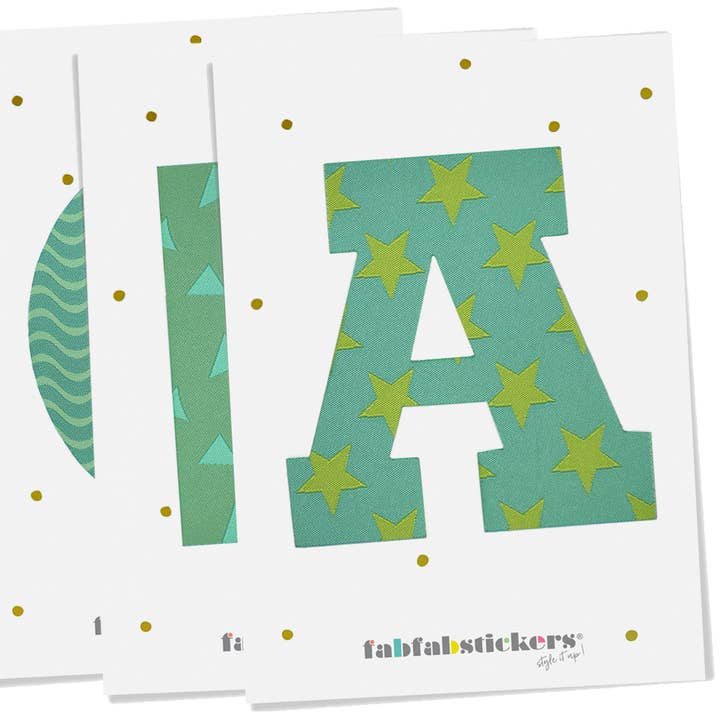 Jern på klistermærker - Brev Sæt, Grøn Mix, A-Z for engroshandel hos Fabfabstickers