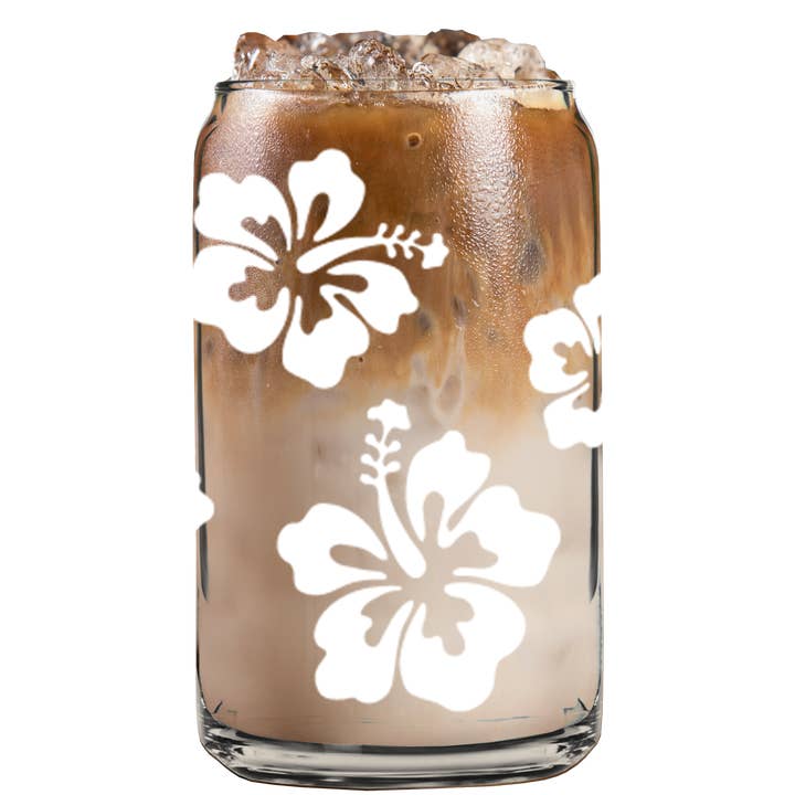 Tasse en verre à café Summer Flower, canette en verre, café glacé pour la vente par Instrive Design