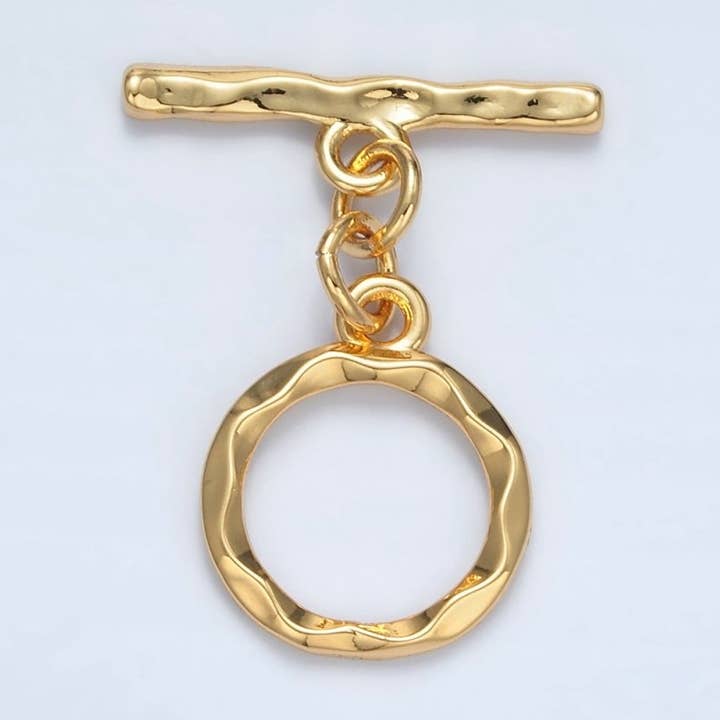 24K Gold Filled Geometric Hammered Toggle Clasps Closure Findings in Gold & Silver | Z845 for wholesale by Aim Eternal