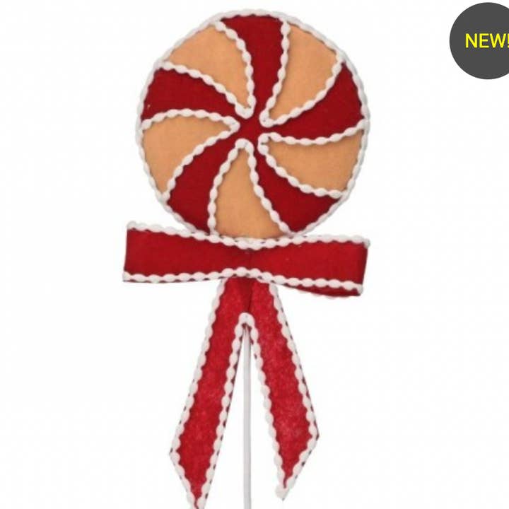 Dunn Deals - Wholesale Christmas decoration - 24" SUGAR & SPICE LOLLIPOP STEM PICK