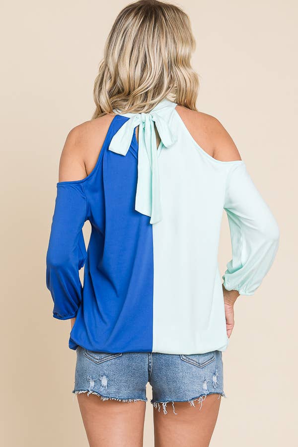 Culture Code - Wholesale Knit Top - Women's - CJT1409Q - TIE NECK COLD SHOULDER TOP7