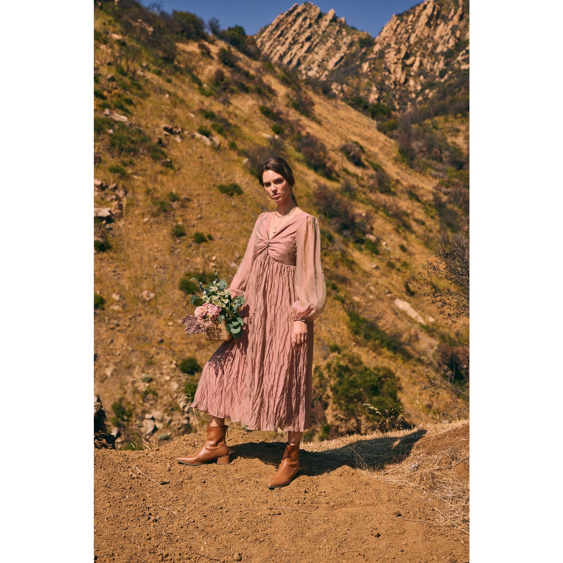 KEEP IT DREAMY IRIDESCENT MAUVE TWISTED BUST MAXI DRESS for wholesale on Faire13