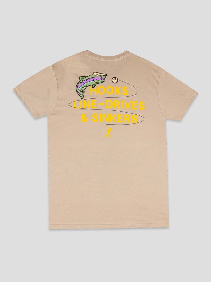 Baseballism - Wholesale Screen Printed T-Shirt - Men's - Fishing Club Hooks, Line Drives and Sinkers T-Shirt