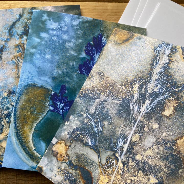 BlueCyanGirl - Wholesale Stationery/Notecard Set - Cyanotype Notecards Herb Garden Theme Blank Cards1