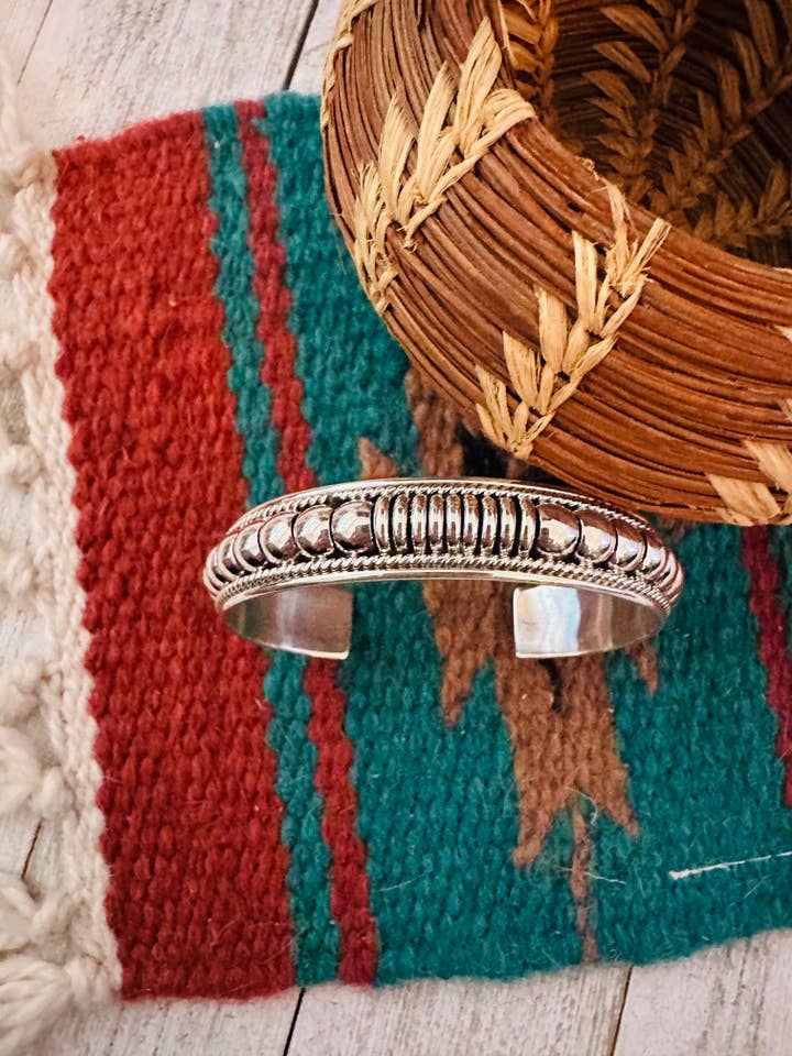 Navajo Rolled Sterling Silver Cuff Bracelet for wholesale by Nizhonitradersllc