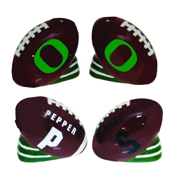 Football Salt & Pepper Shakers, Oregon Ducks for wholesale by The Memory Company