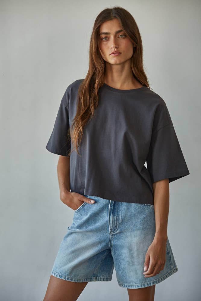 By Together - Wholesale Knit Top - Women's - L8688 | Knit Cotton Crew Neck Drop Shoulder Short Sleeve Top10