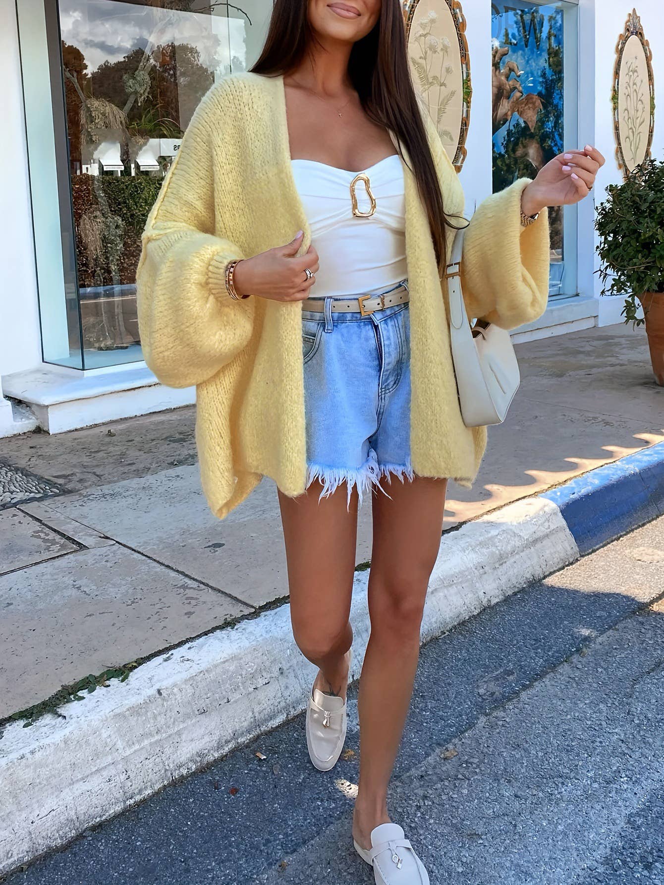 Yellow Cozy Simple Butter Knit Cardigan for wholesale on Faire1