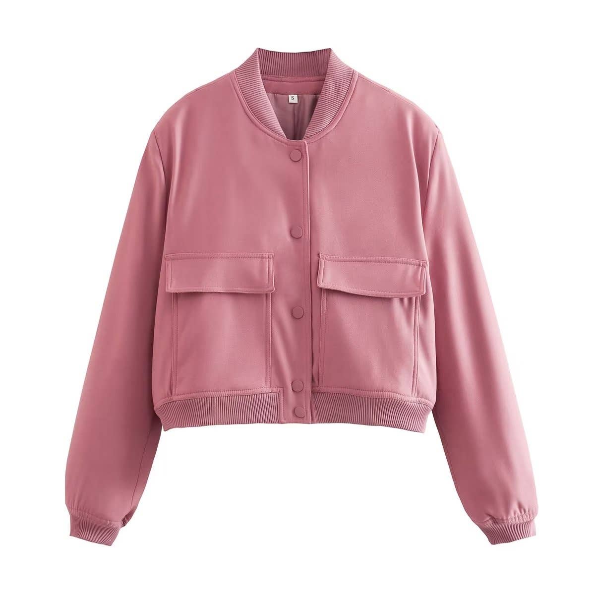 HIDDENBRAND - Wholesale Bomber Jacket - Women's - relaxed button through cropped bomber jacket0