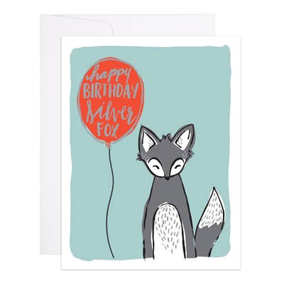 9th Letter Press - Venta al por mayor Tarjetas de cumpleaños - Feliz cumpleaños Zorro Plateado - Tarjeta de cumpleaños