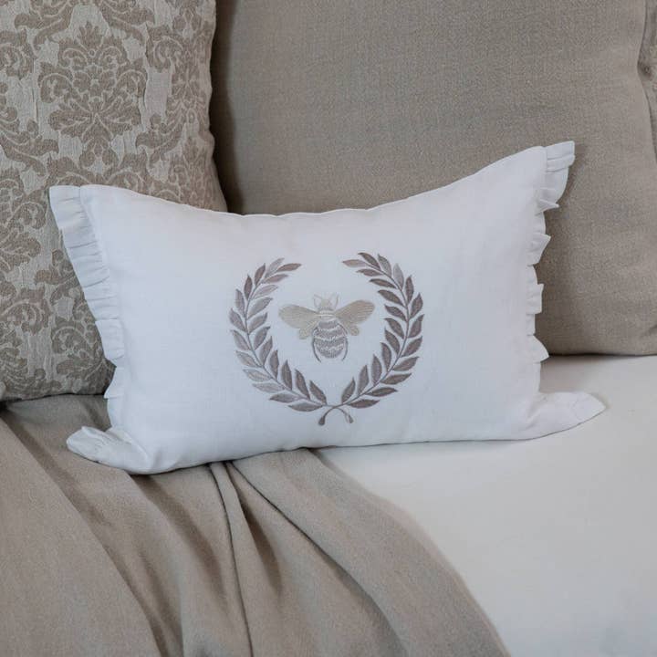 Bumble Bee - Almohada de lino con volantes para venta al por mayor de Arte Italica & Crown Linen Designs