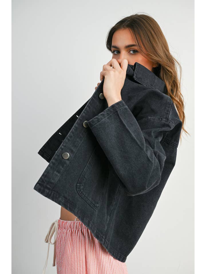 BUTTERMELON - Wholesale Denim Jacket - Women's - Button-Down Jacket with Shirt Collar and Pockets - BMJ782121