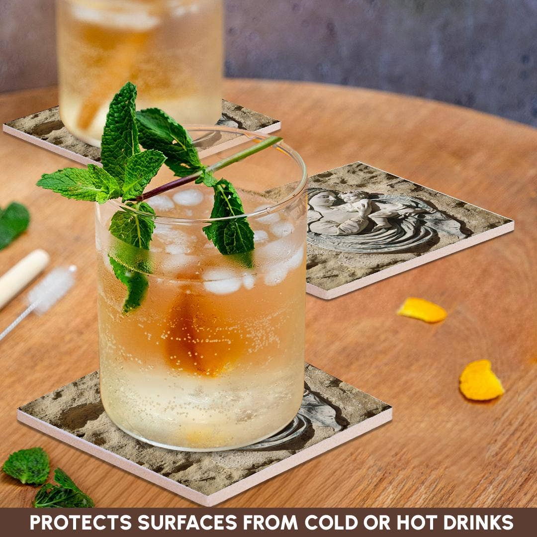 3dRose - Wholesale Coffee Mug - 3dRose, Valletta, Malta. Walled city, Mother and a child fresco on limestone., Coaster2