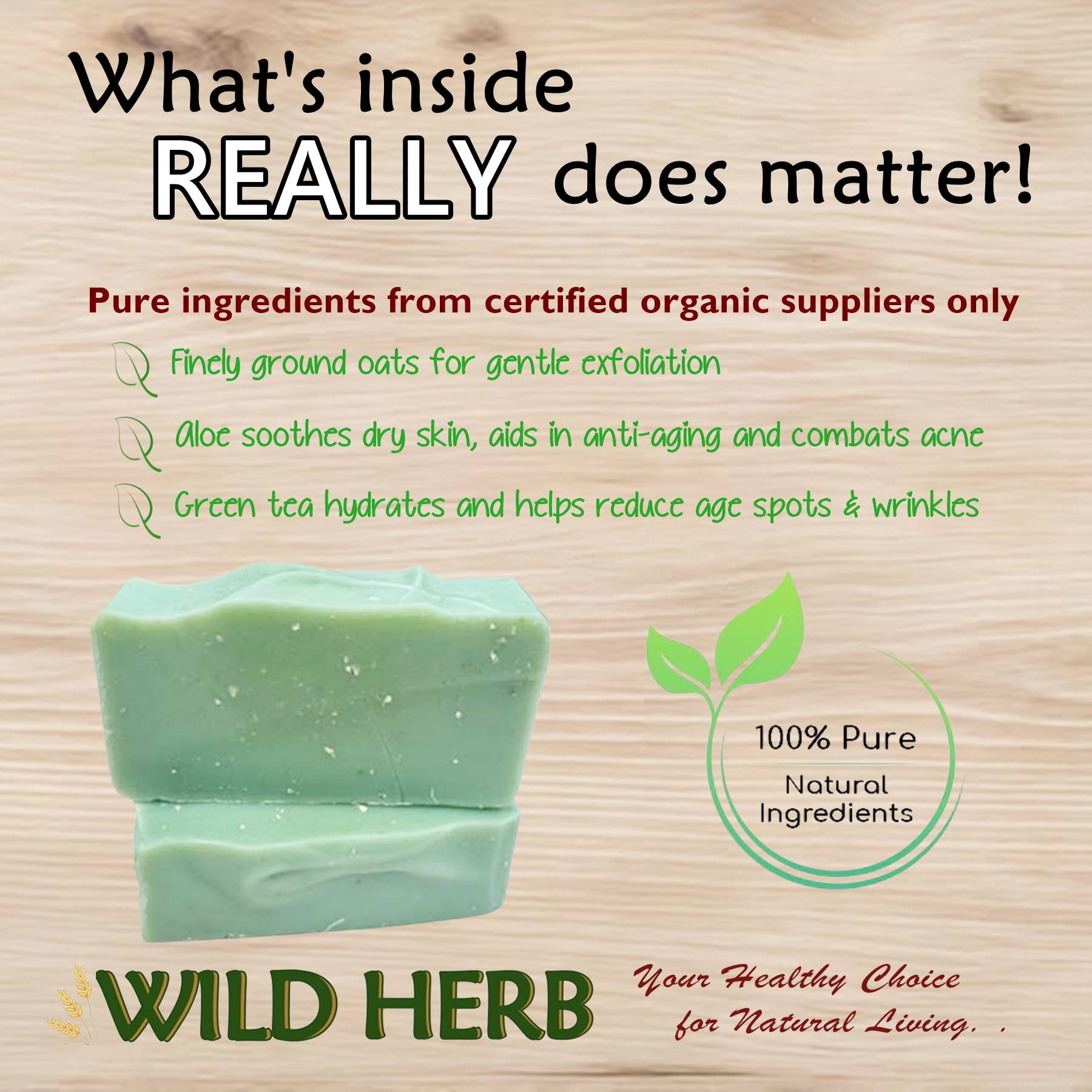 Wild Herb Soap Co - Wholesale Bar Soap - Green Tea, Aloe & Oats Natural Soap Bar | Nut Free Product2