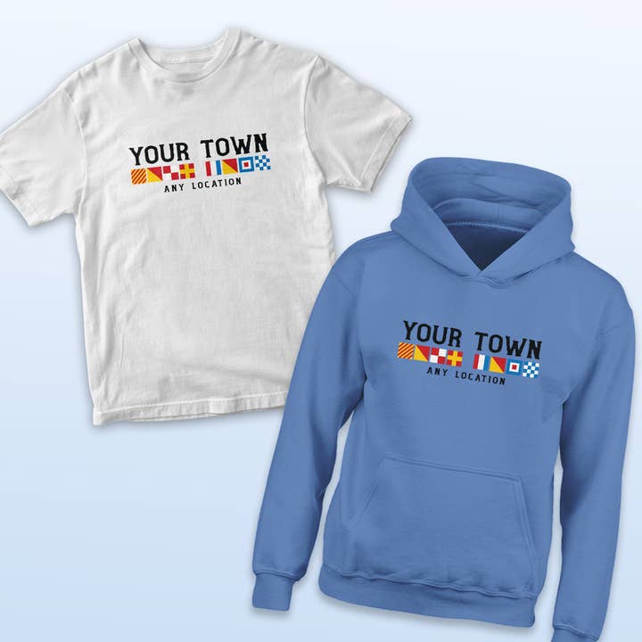 Nautical Flags Name Drop T-Shirt Hoodie Youth Unisex for wholesale by RetroPlanet