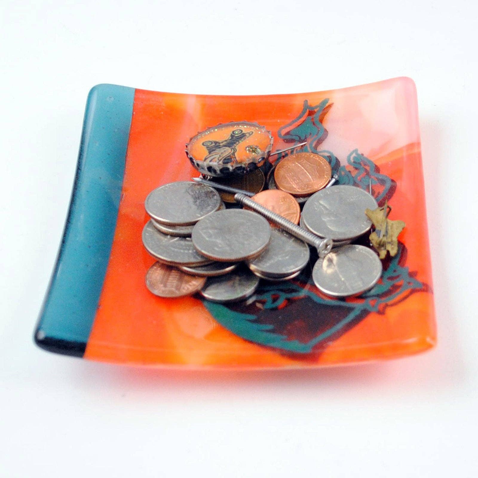 Kiku Handmade | Contemporary Fused Glass Home Goods - Wholesale Decorative Plate/Dish/Bowl - Sacred Heart Fused Glass 4.5" Catch-all Dish1