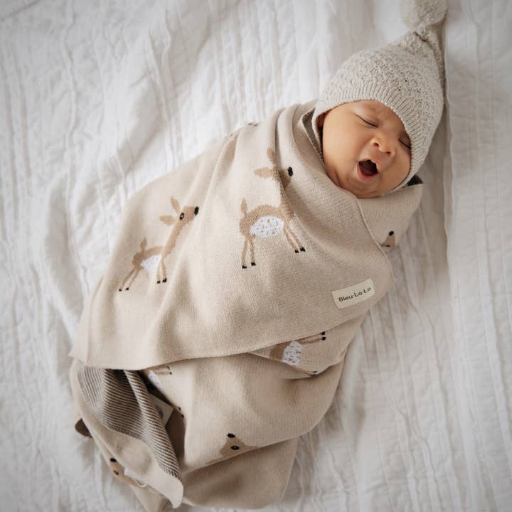 Bleu La La - Wholesale Swaddle - Baby - 100% Luxury Cotton Receiving Swaddle Baby Blanket - Deer