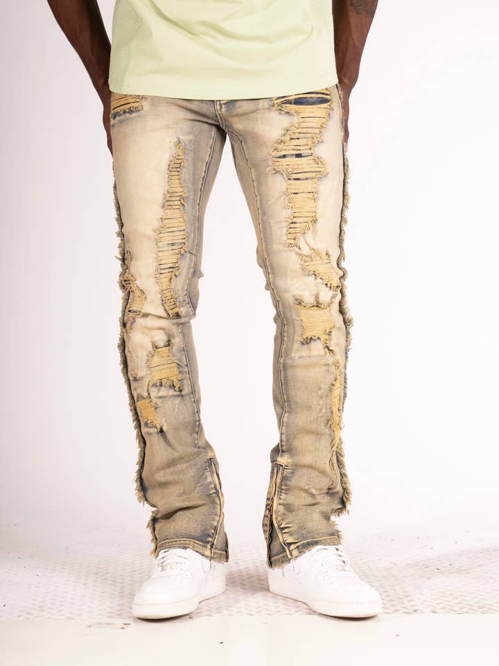 M1973 Danielli Stacked Jeans - Dirt for wholesale by Makobi