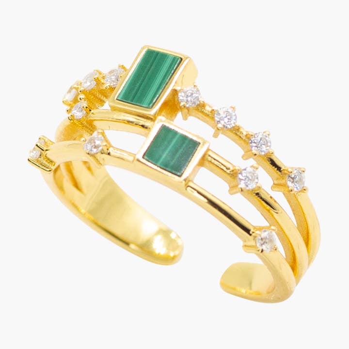 Eternal Glow Open Ring ✦ Malachite for wholesale by Romilt London