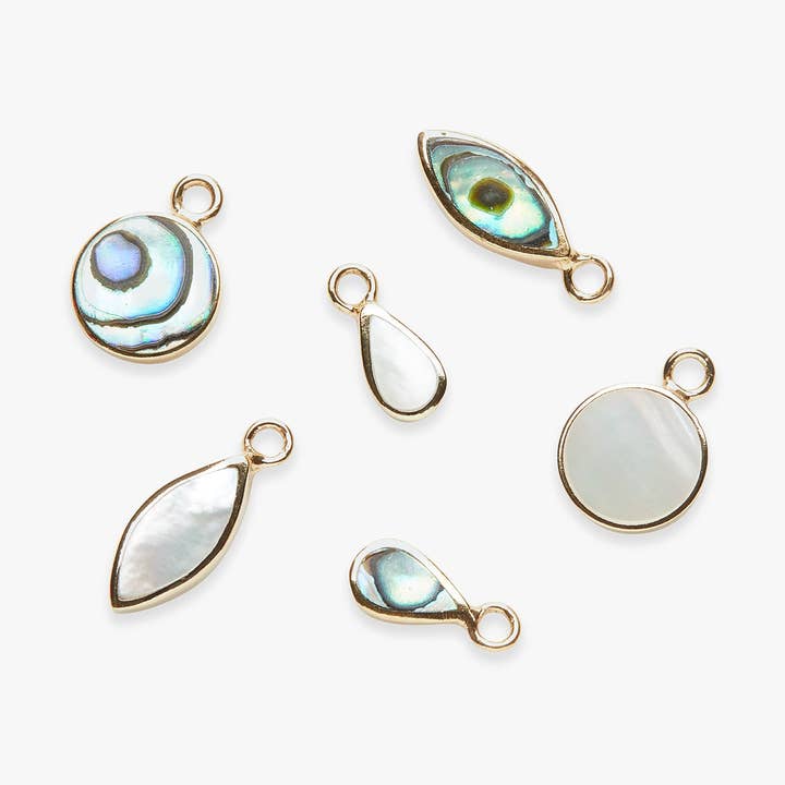Add-on Abalone & Mother of Pearl pendant gold for wholesale by Koi Atelier