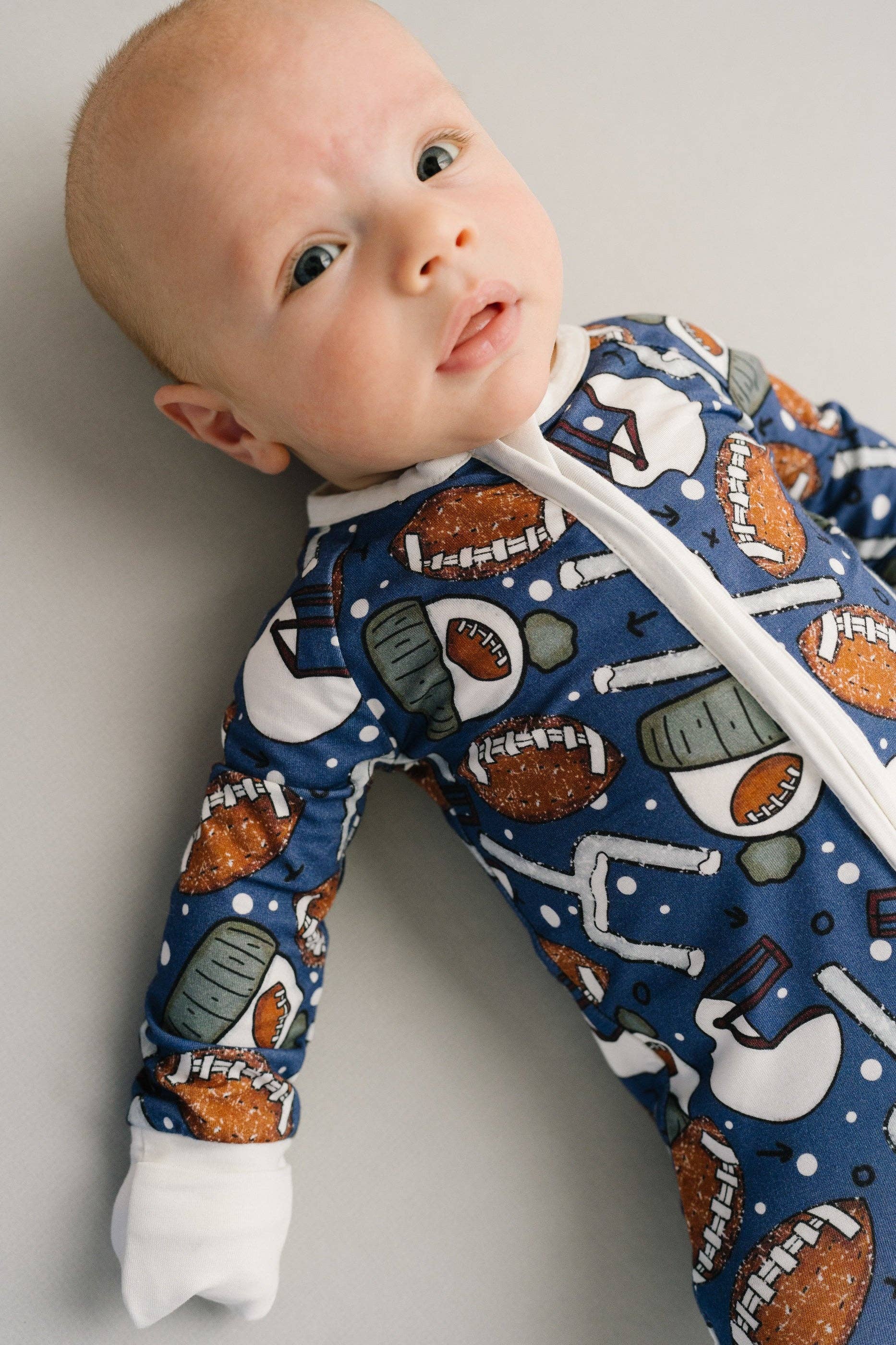 Little One Shop - Wholesale Sleepsuit - Baby - Winter Football Bamboo Sleeper5