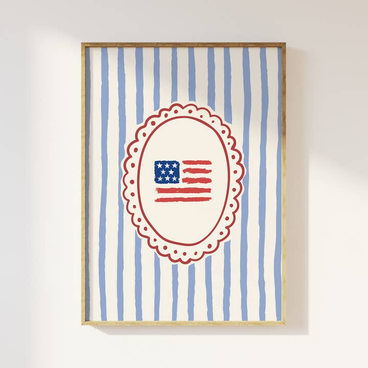 April Lane Art - Wholesale Art Print - Patriotic American Flag Frame Print0