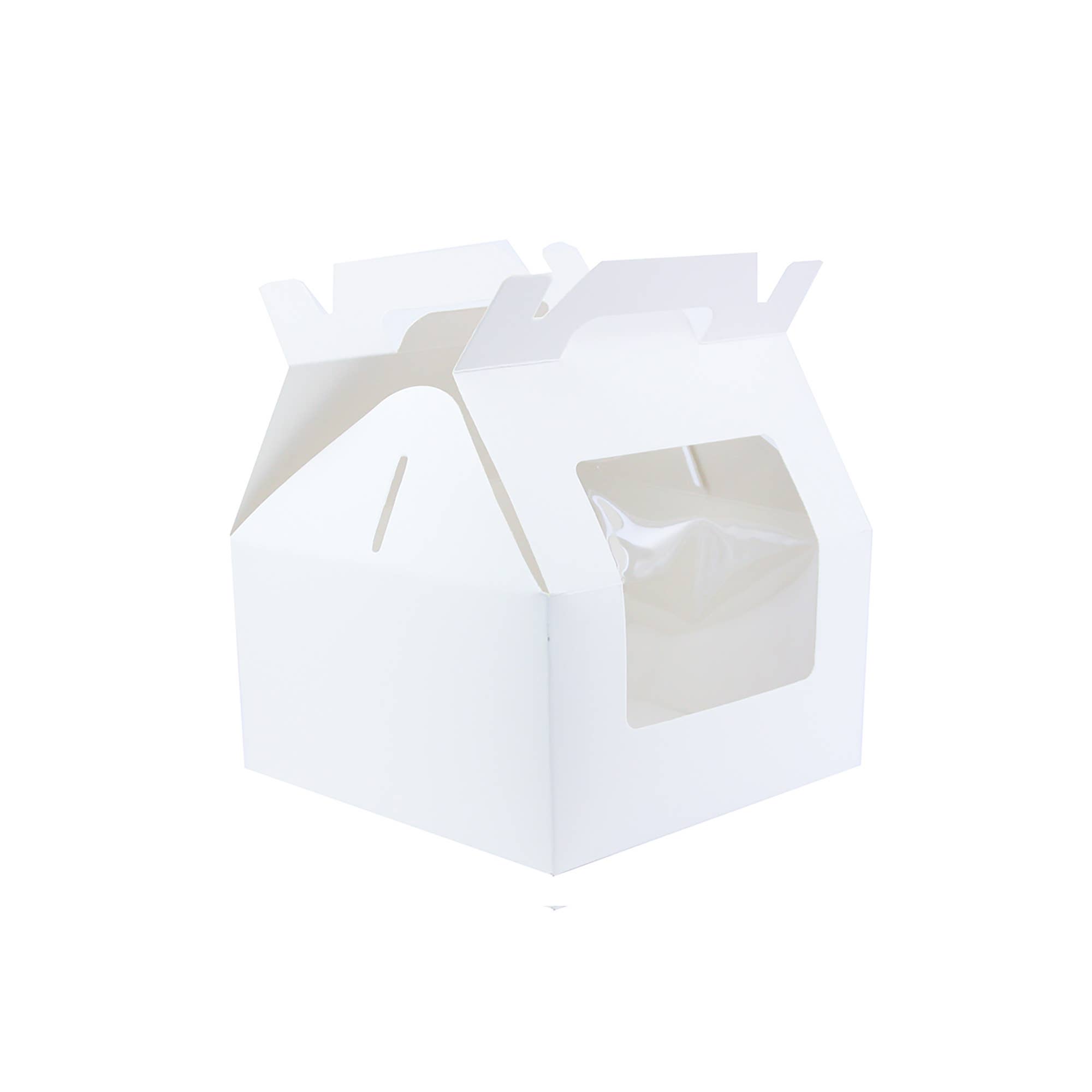 Emartbuy - Venta al por mayor Caja de regalo - Caja de papel kraft blanco con ventana transparente y asa, paquete de 123