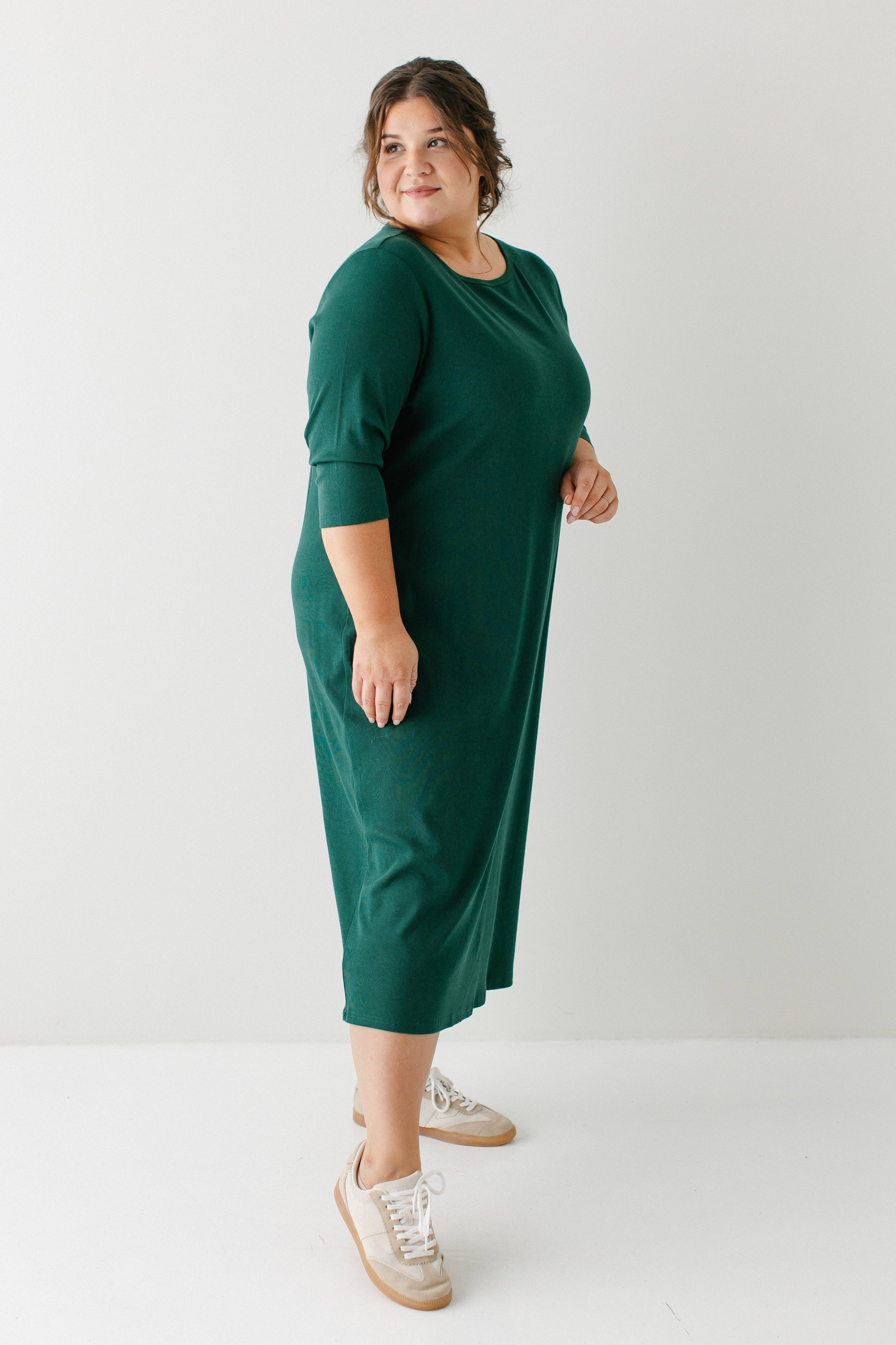The Main Street Exchange - Wholesale Dress - Women's - 'Constance' 3/4 Sleeve Ribbed Midi Dress FINAL SALE18